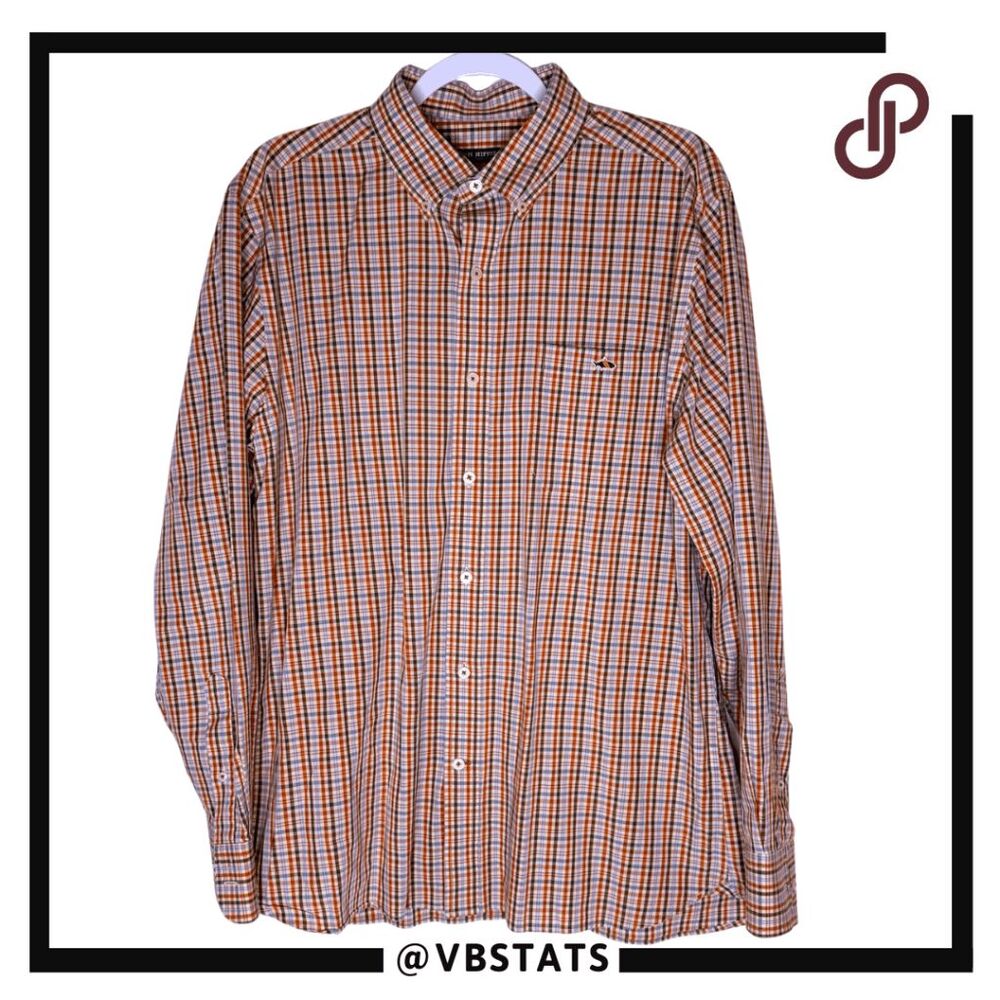 Fish Hippie Men's Solace Plaid Long Sleeve Cotton Button Down Shirt Orange Large